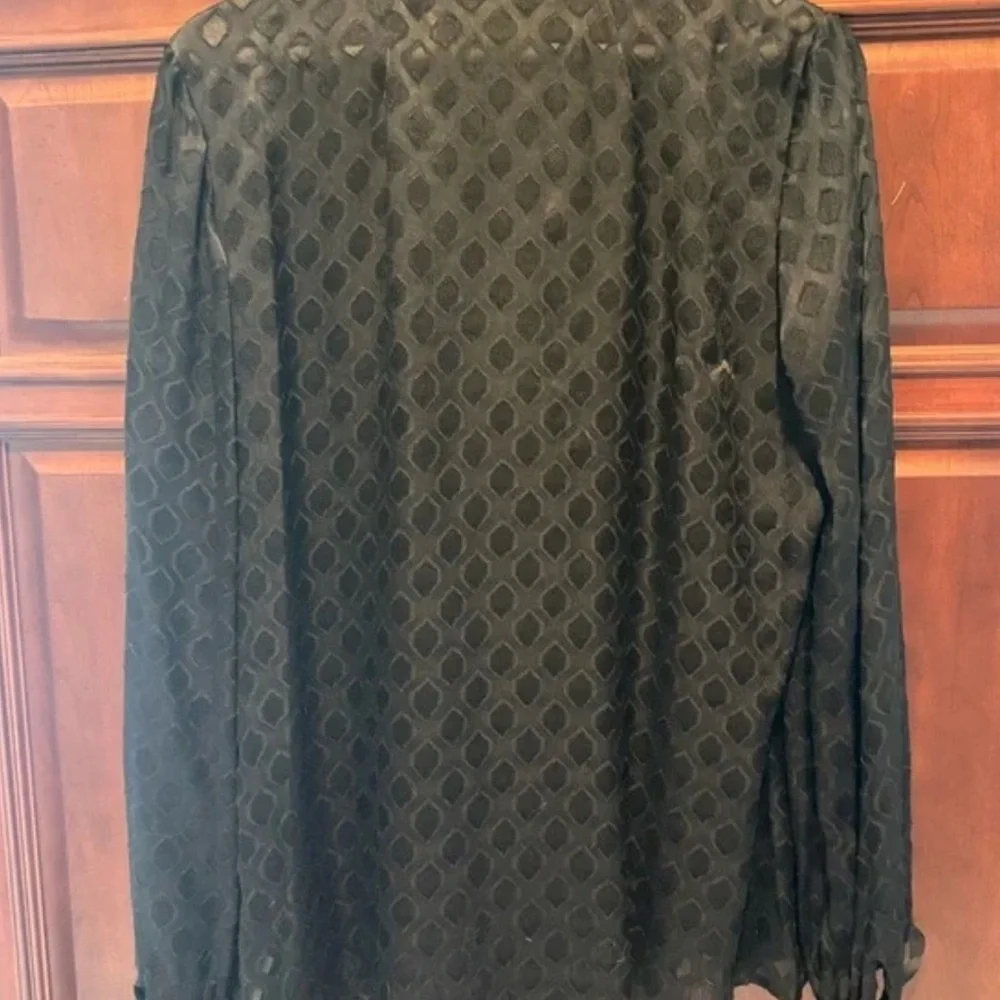 Tory Burch Silk Dark Blue Patterned Blouse Sz 4